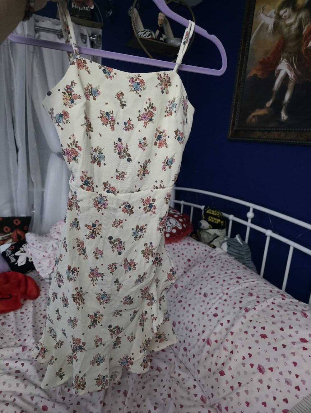 Floral Cream Spaghetti-Strap Sundress
